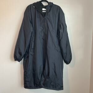 Adoretex Jacket Adult Large Black Nylon Swim Meet Parka Hooded Fleece Lined